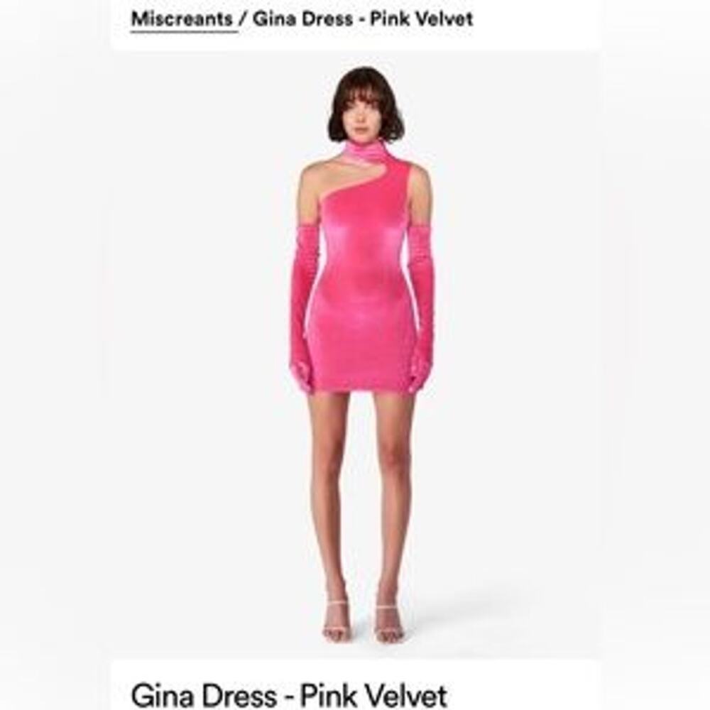 Miscreants Pink‎ Velvet Night Out Party Gina Mini Dress Size 12 MISSING GLOVES